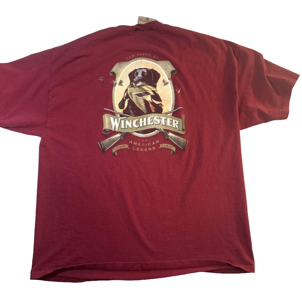 Winchester Hunting Lab Dog TShirt Mens XL Red Americana Legend Heritage Tee